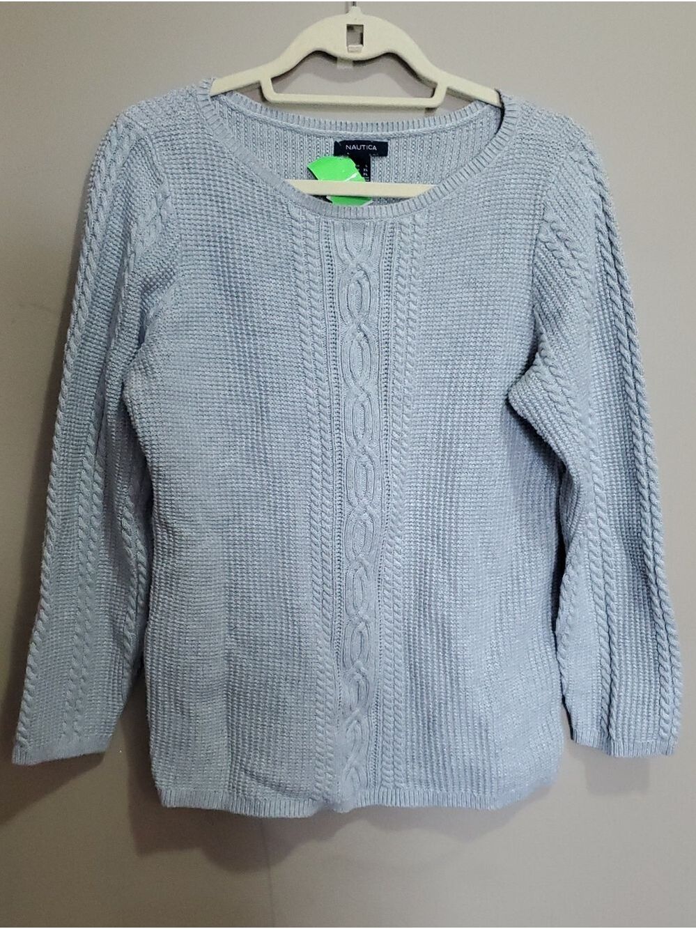 Nautica Light Gray Cable Knit Sweater - Women Size Large